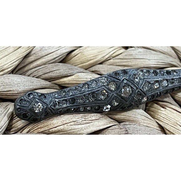 VTG Sterling Silver 925 Victorian Style Crystal Regency Brooch 2.75in Romantic - Picture 3 of 10